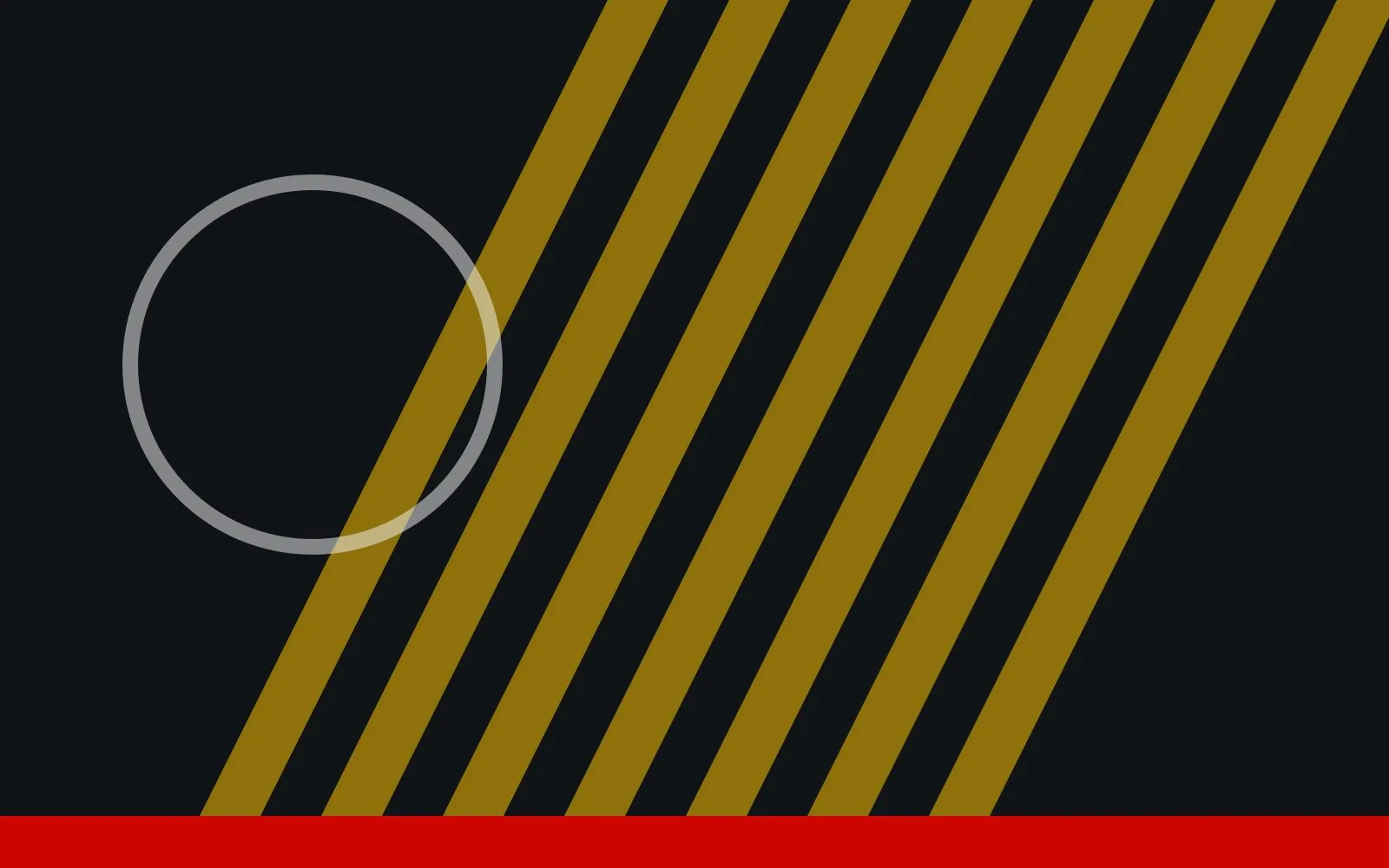 Composición abstracta con franjas amarillas sobre fondo oscuro y una banda roja